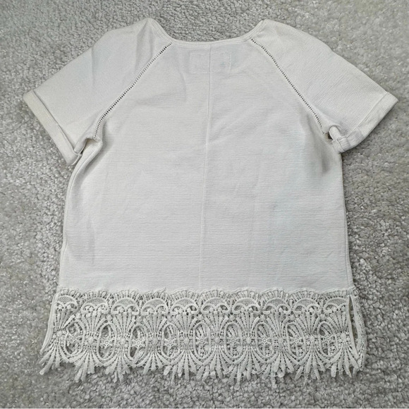 Anthropologie Saturday Sunday Crochet Lace Hem Top. Ribbed. Boho. Medium - Picture 3 of 10